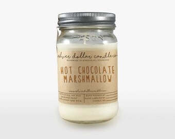 Scented Candle Hot chocolate Marshmallow // 16oz \\ Soy Wax Candles | Chocolate, marshmallow, book lover gift, women gift, candle