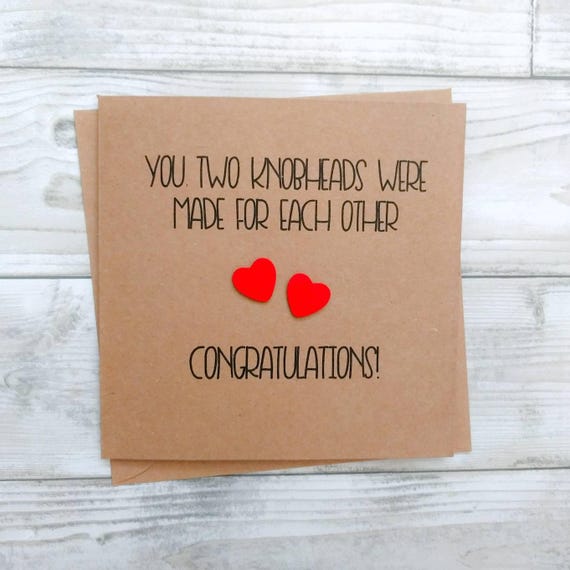 Handmade funny rude Knobheads Congratulations card