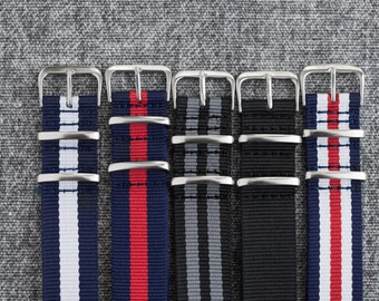 20mm NATO Style Nylon Watch Band Watch Strap Fits Timex Weekender, Rolex, Seiko, Citizen, Hamilton, Daniel Wellington James Bond Navy White