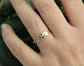 Bar Ring-Gold Tiny Bar Ring-Personalized Ring-Personalized Gift-Custom Bar Ring-Bridesmaid Gift-Personalized Jewelry