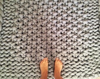 Rug, Chunky Knit Carpet, Merino Wool Rug, Giant knit carpet, Knitted Carpet, Super Chunky Rug, Area Rug, Giant Knit Rug
