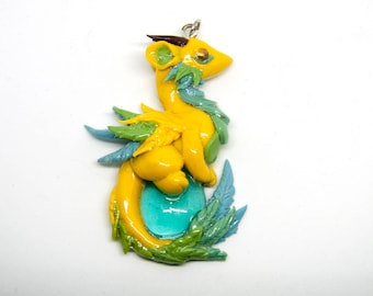 Yellow dragon pendant necklace