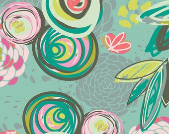 Art Gallery Fabric - Caroline Hulse Fabric - Chalk Paint Fabric - Floral Fabric - Sprayed Blooms Bright fabric - Fabric by the yard - Cotton