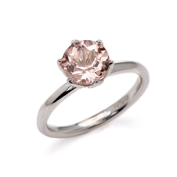 Tulip Setting Engagement Ring 14k White Gold 8mm