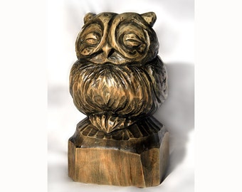 Wood statue Home decor Animal statue Animal figure Owl statue Wooden statue Wooden home decor Wooden owl statue Owl figure Owl figurine