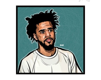 J Cole canvas art work pop-art picture / print by BlackArtPrints