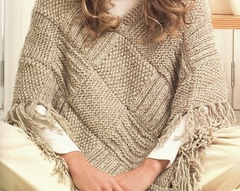 Ladies Poncho, Knitting Pattern. PDF Instant Download.