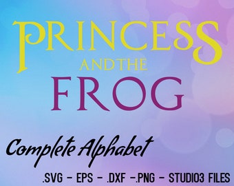 Princess and the Frog font Vector. Cutting FIles. .eps, .svg, .dxf, png and studio3 Files.