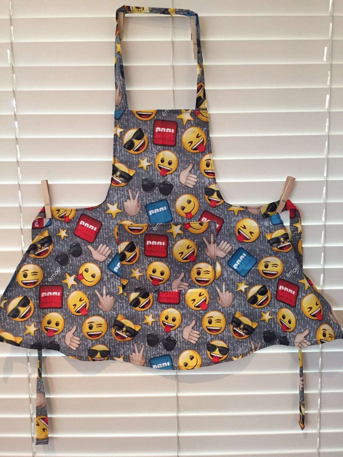 Child toddler emoji apron / winky face emoji apron / yellow