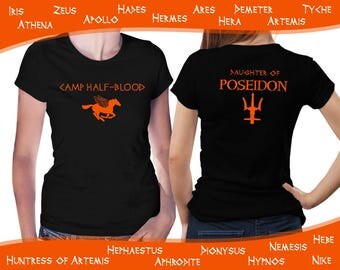 Camp Half Blood t shirt, Percy Jackson and the Olympians, Demigod black t shirt, women's sizes, Heroes of Olympus girl's shirt