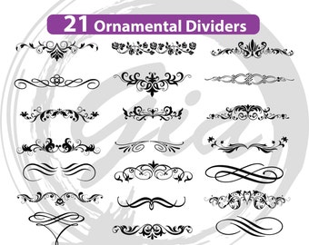 Ornamental Dividers SVG, decorative elements svg, wedding invitation scrolls svg, ready to cut files, also in png, eps & DXF
