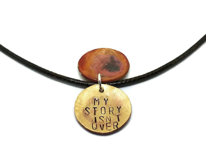 My Story Isn't Over Hidden Message Necklace, Semicolon Hand Stamped Necklace, Depression and Mental Illness Awareness, Suicide Prevention