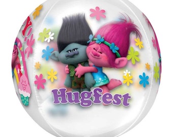 16" Trolls balloon, trolls decoration, trolls birthday party, photo prop, happy birthday balloon, 4 sides balloon