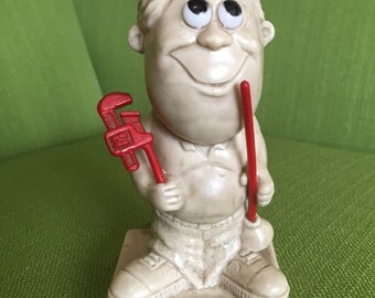 Vintage 1970 W R Berries Worlds Greatest Husband Big Eye Figurine