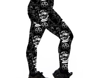 Sphynx Cat Occult Leggings. Leggings. Yoga Leggings. Roller Derby Leggings. Cat Leggings. Ankh Leggings. Fitness Leggings. Printed Leggings.