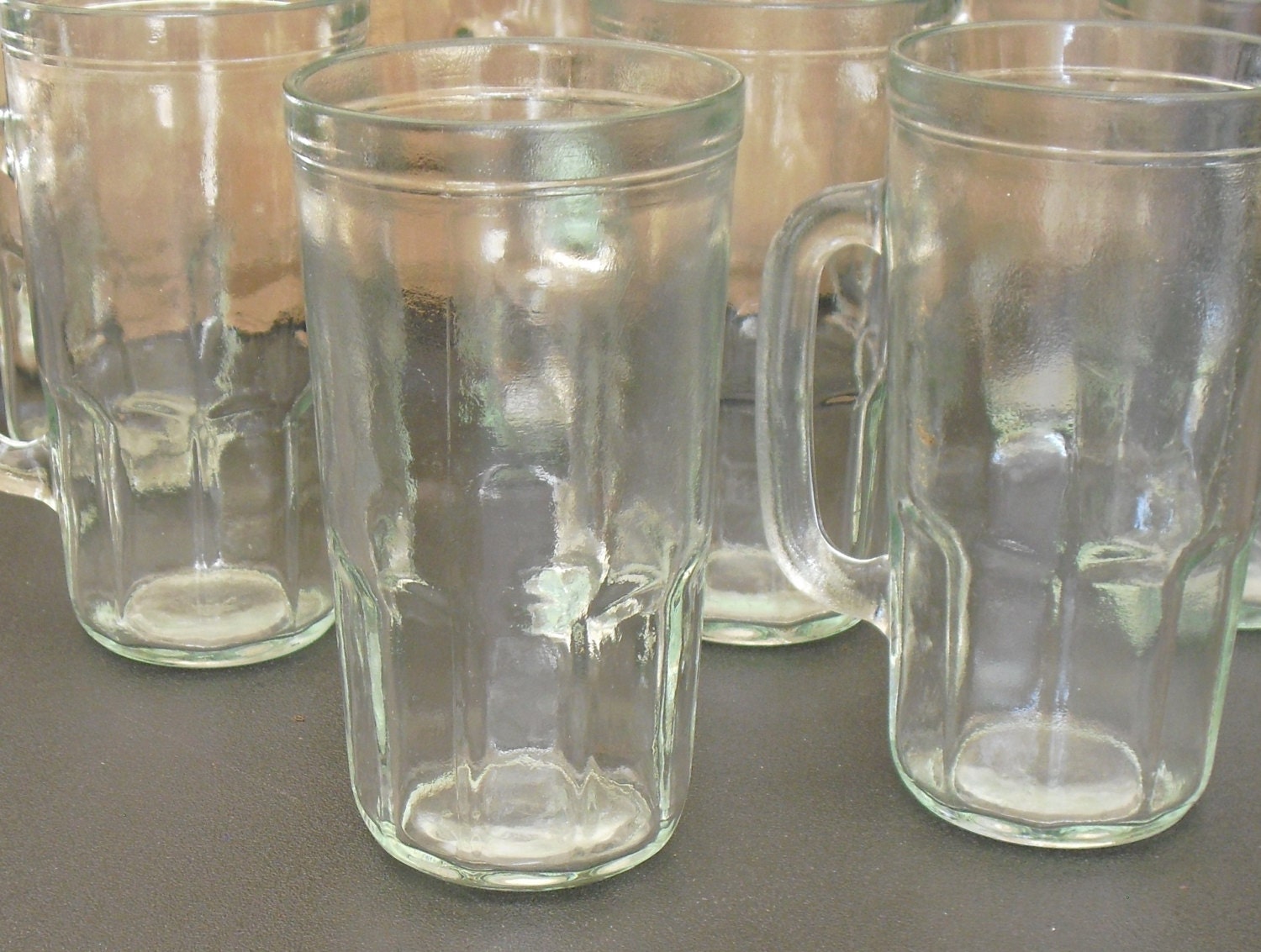 Vintage Glass Jelly Jar Mugs Fruit Preserve Jars with Handle