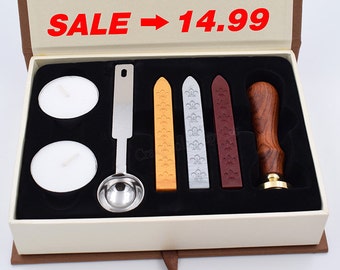 Wax Seal Stamp Kit-Sealing Wax Kits-Wax Seal Stamp Kits-Custom Wax Seal Gift Box Package-Wax Stamp Seal Set-A to Z Alphabet Wax Seal Stamp