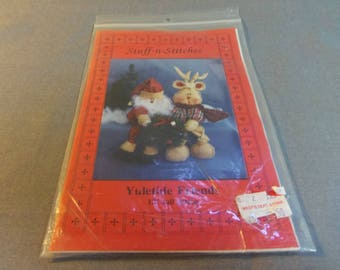 Christmas Decor Dolls, Santa and Reindeer, Yuletide Friends, 12" Sitting by Stuff N Stitches. 1994
