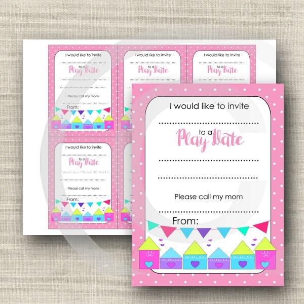 Playdate PRINTABLES printable playdate invitation by luxeprairie