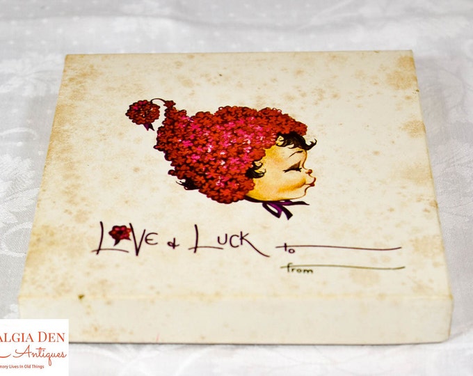 Vintage Valentine Ephemera - Love and Luck Card Set - 12 Cards & Envelopes