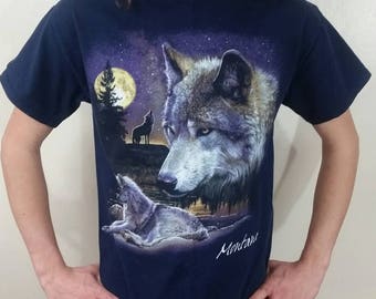 Vintage wolf shirt | Etsy