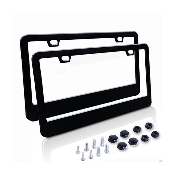 Blank License Plate Frame 2 Hole Wide Bottom Frame Black