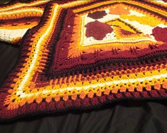 Autumn Afghan - Autumn Crochet Blanket - Autumnal lanket - Crochet blanket - Fall blanket - Fall Foliage Blanket