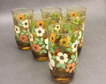 Vintage Triguba Anchor Hocking Drinking Glasses Set of (6)