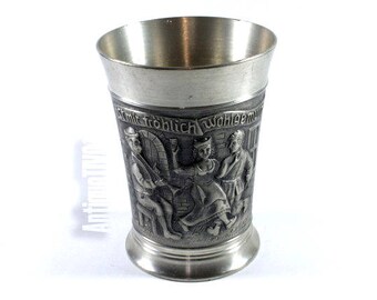 Vintage Large Zinn Becker German, Original Zinn Becker Beer, Vintage Lidded, Beer Zinn Becker, Metal, Engraved Cup