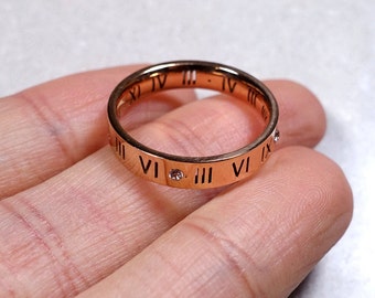 Simple Roman Numeral Ring in Rose Gold - Super Comfortable on the finger