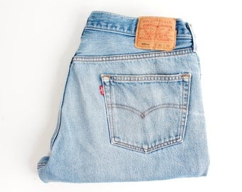 LEVIS 501 Denim Jeans Vintage Denim Blue Jeans Button Fly Vintage Levis Denim Light Blue Pants Large Size Plus Size Pants
