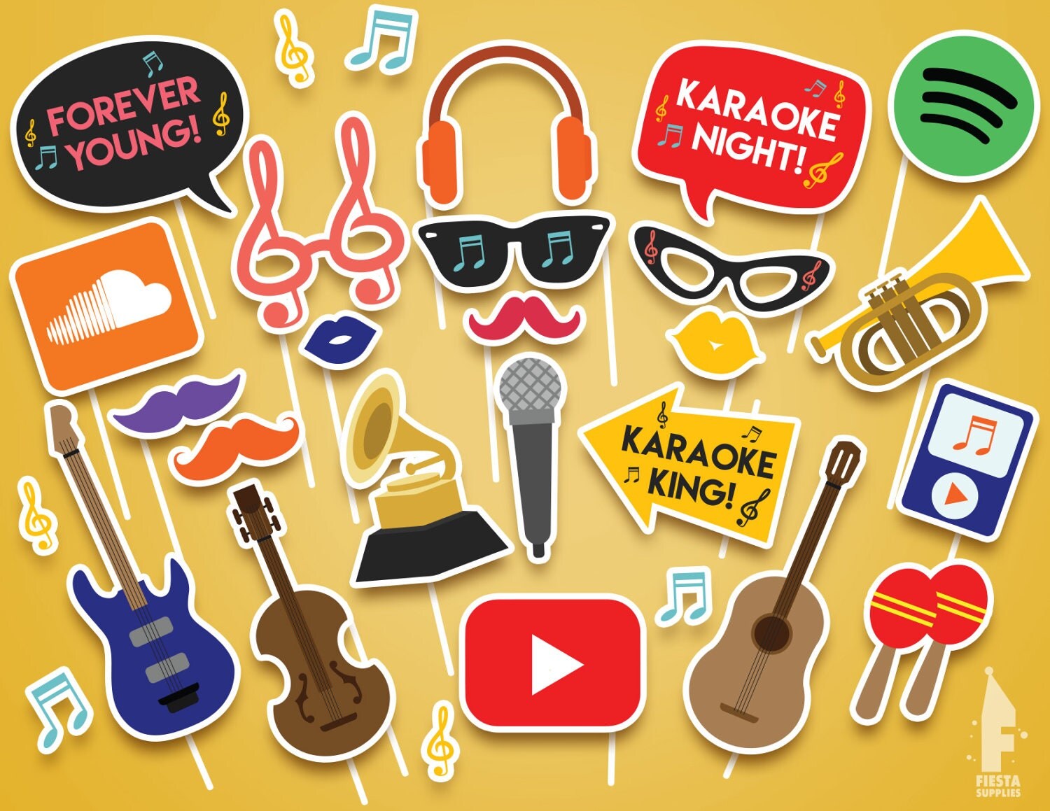 Karaoke Printable Photobooth Props Printable karaoke props