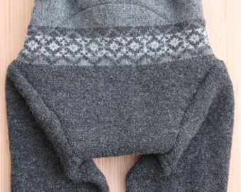 Large 100% Wool Longies cloth diaper cover in grey tones