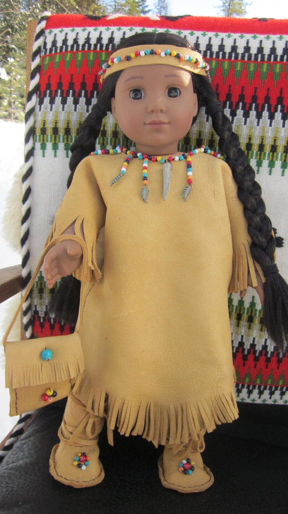 18 Doll Clothes Native American Real Buckskin Dress