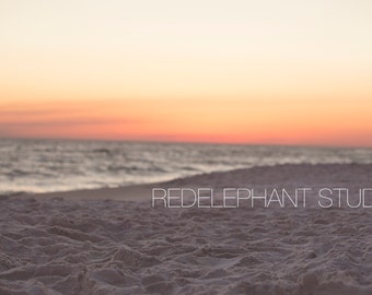 Ocean Beach at Sunset with orange sky and sand digital background/digital backdrop