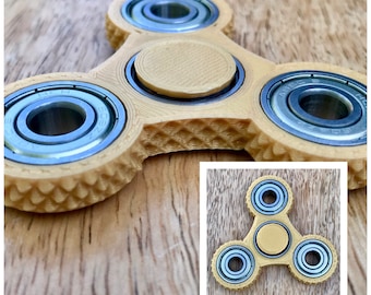 Fidget Spinner 3D Printed Ridged Grip w Bearings; EDC Fidget Toy; Desk Toy; Stress Relief; Tri Spinner Hand Spinner; Knurled Fidget Spinner