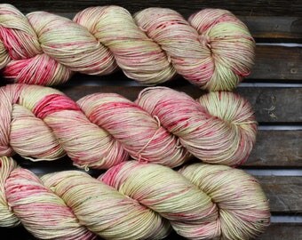 Sock Yarn - "Rose Garden" - Merino / Nylon - Hand Dyed - 100g