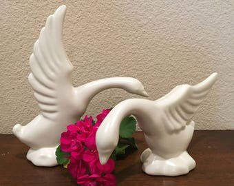 Haeger Pottery Swan Pair