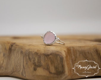 Pink ring, romantic ring, silver ring, pink crystal, unique ring, handmade ring, silver plated, made in Italy, not tarnish jewelry, for her