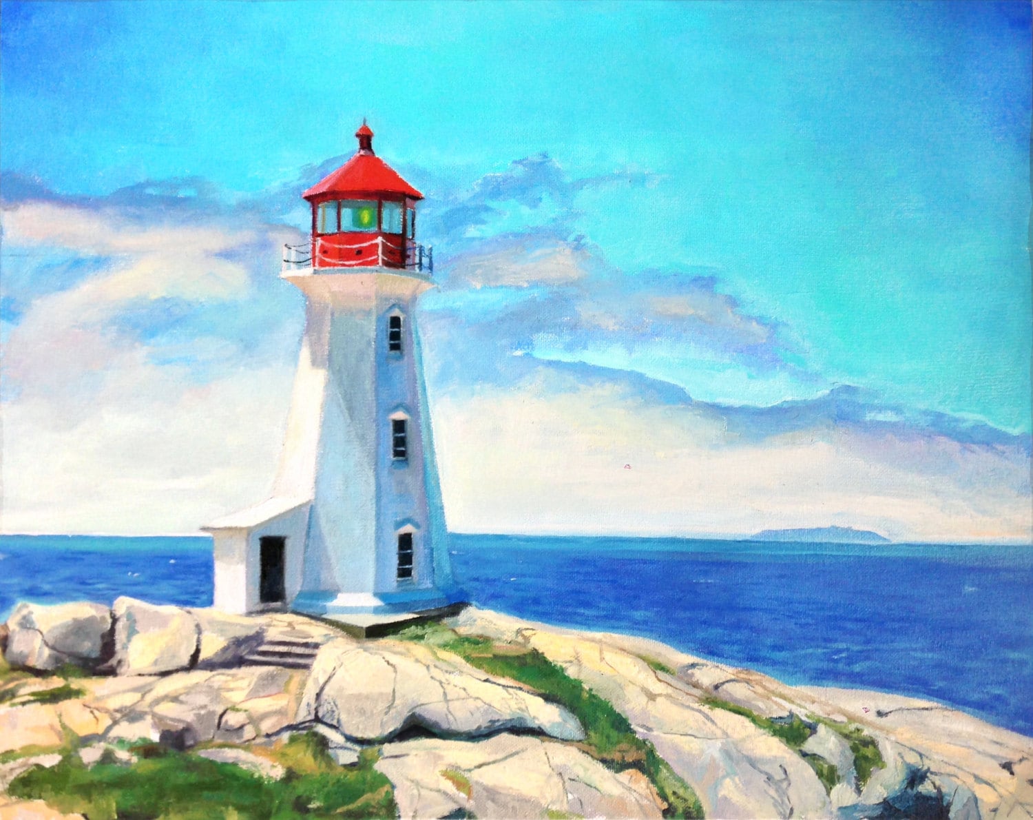 Lighthouse painting.Oil on canvas.Oil paintings