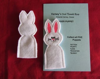 Bunny finger puppet - Embroidered Finger Puppets - Easter finger puppets - Compliant Finger puppet - Compliant toy