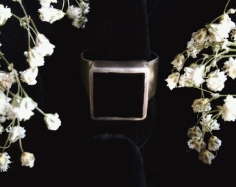 Sterling Silver Blank Onyx Ring Size 7-9