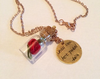 Beauty and the beast inspired necklace, Rose necklace, disney necklace, until the last petal falls item 258 by CraftyLittleMonkeyGB