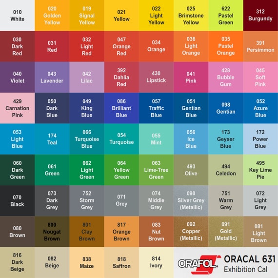 Oracal 631 Indoor Matte Vinyl Sheets 69 Color Choices