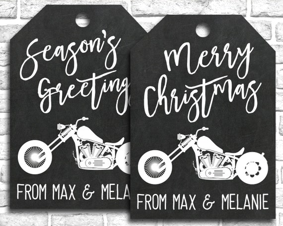 Printable PERSONALIZED Motorcycle Christmas Gift Tags