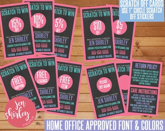 SALE! Chalkboard Scratch Off Cards, Customized, Personalized, Business Cards, Loyalty, Marketing, Scratch to Win, Consultant Cards, LLR