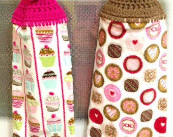 Handmade Valentine's Day Crocheted Hanging Kitchen Towels/Crocheted Kitchen Towel/Hanging Kitchen Towel/Valentine's Day Decor/Ready to Ship