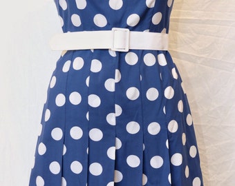 Vintage 60's blue and white polka dot day dress - dominex