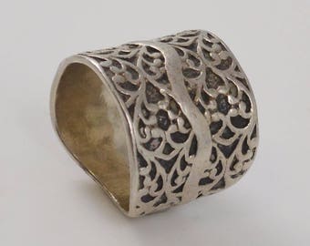 Sterling Silver 925 Mid Century Modern Ring Size 9.5(01087)