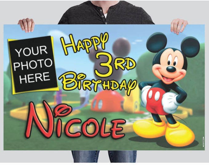 BANNER - Mickey Mouse Banner, Birthday Banner